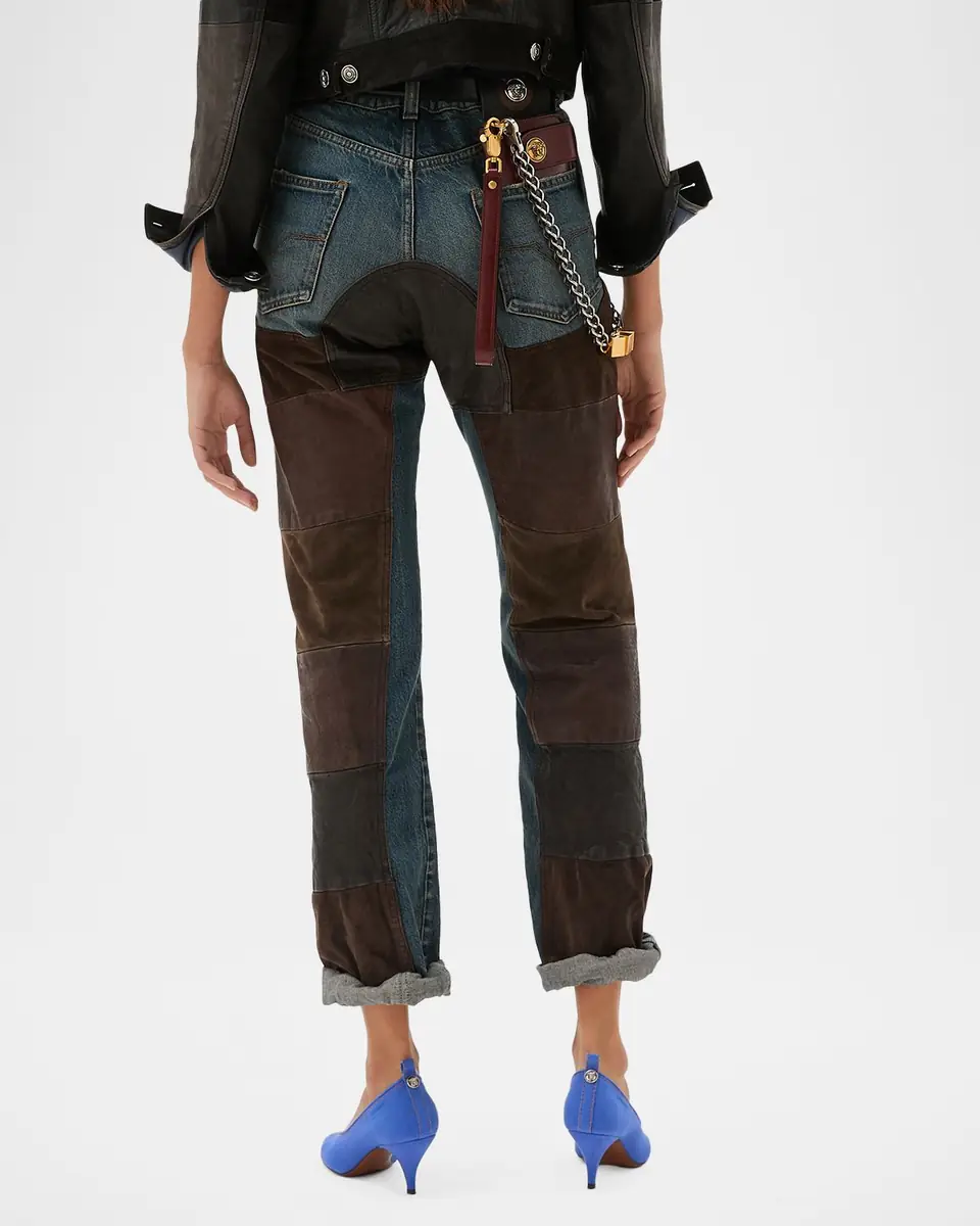 Versace Suede & Leather Patchwork Jeans | Thumbnail 3 Versace Suede & Leather Patchwork Jeans | Thumbnail 3