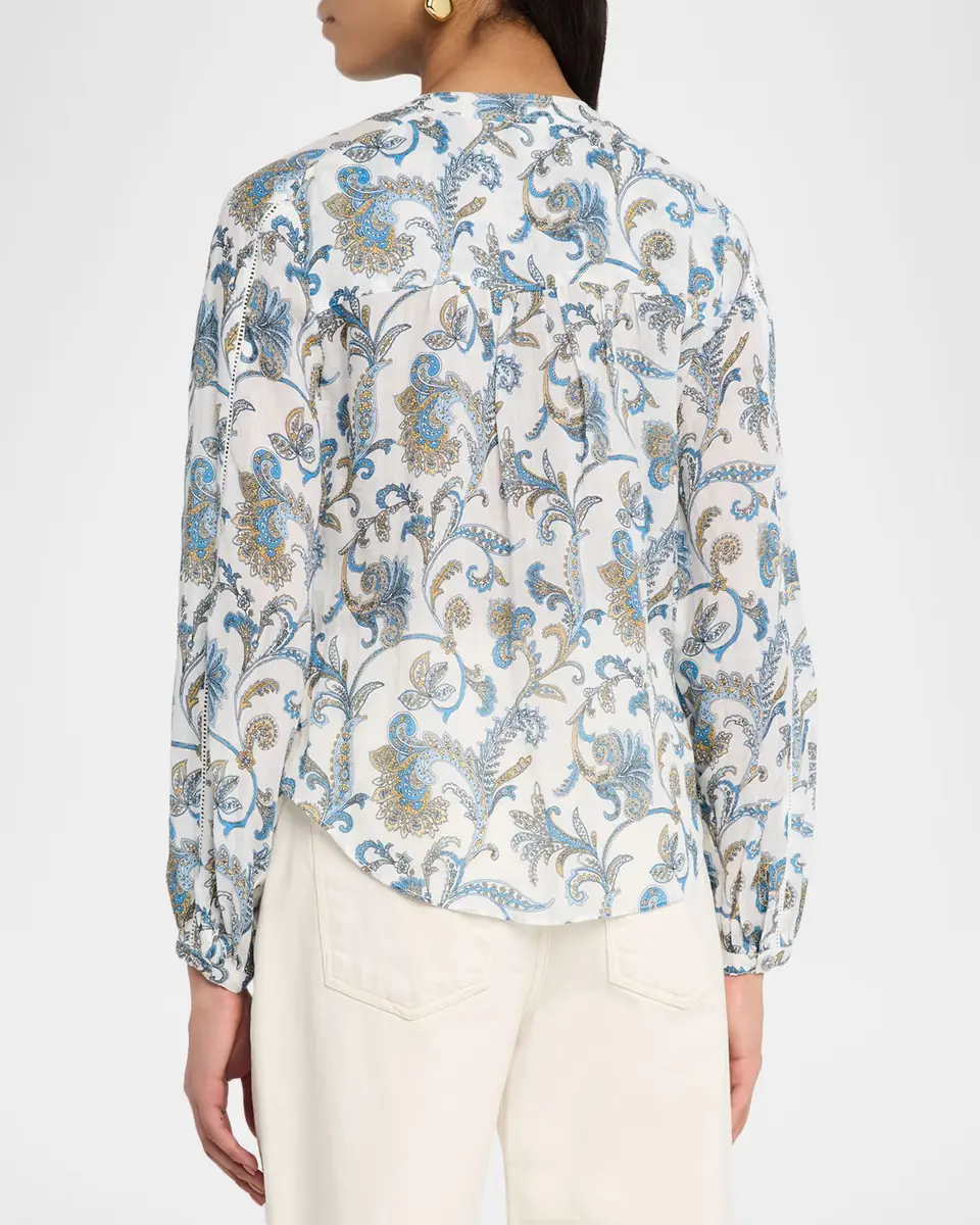 Veronica Beard Soleil Paisley-Print Ramie Blouse | Thumbnail 3 Veronica Beard Soleil Paisley-Print Ramie Blouse | Thumbnail 3