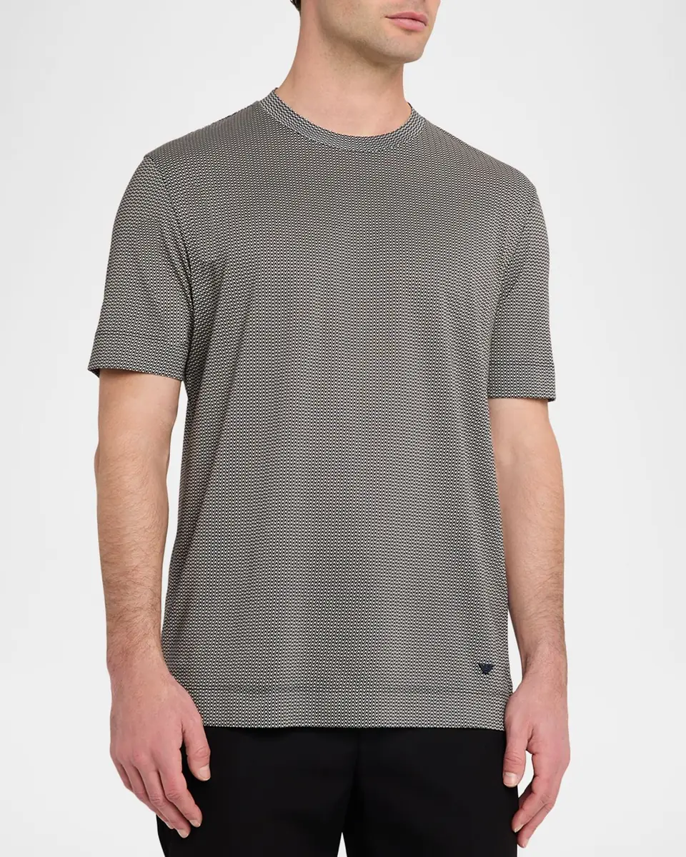 Emporio Armani Men's Icon Jacquard Jersey T-Shirt | Thumbnail 4 Emporio Armani Men's Icon Jacquard Jersey T-Shirt | Thumbnail 4