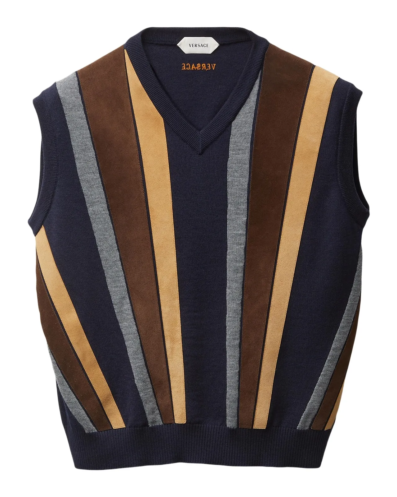 Suede Patchwork Sweater Vest
