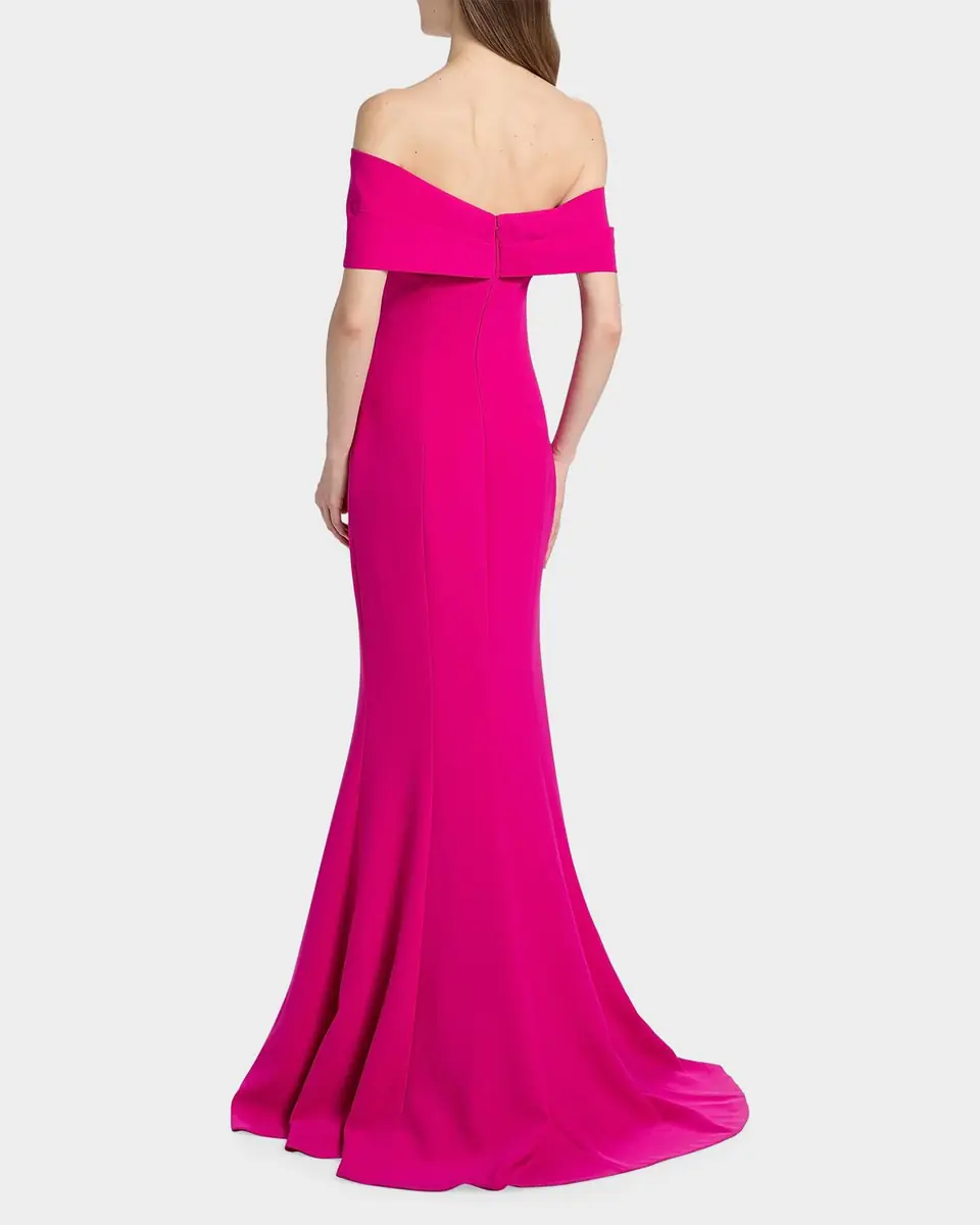 Rickie Freeman for Teri Jon Off-Shoulder Stretch Crepe Mermaid Gown | Thumbnail 3