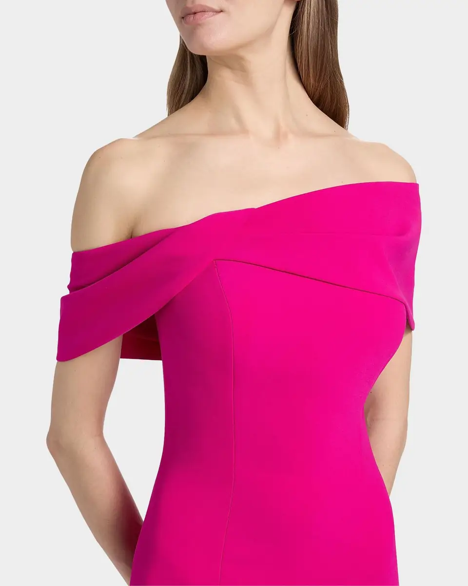 Rickie Freeman for Teri Jon Off-Shoulder Stretch Crepe Mermaid Gown | Thumbnail 5