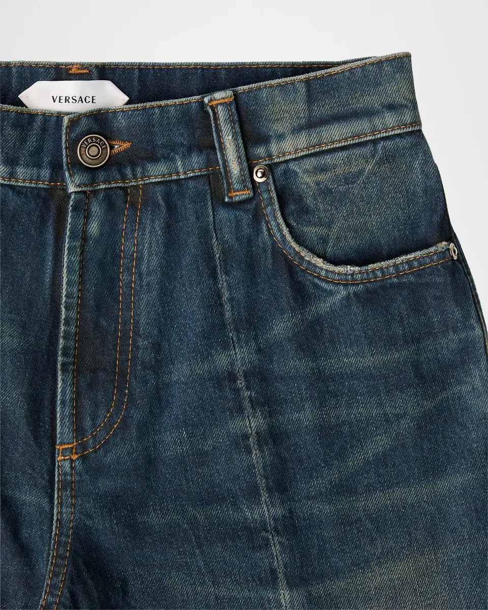 Versace Distressed Straight-Leg Jeans | Thumbnail 2 Versace Distressed Straight-Leg Jeans | Thumbnail 2