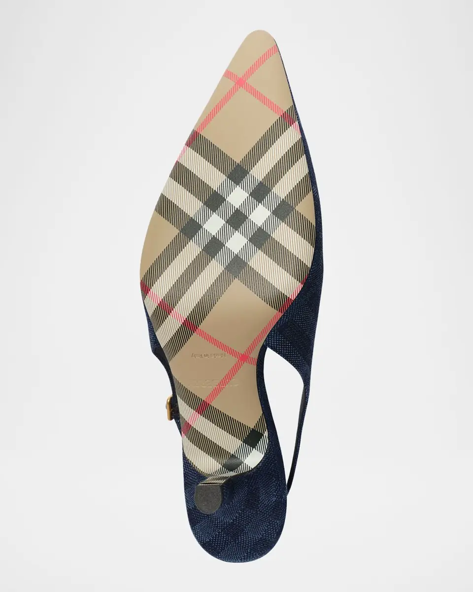Burberry 55mm Dame Check Denim Slingback Pumps | Thumbnail 7 Burberry 55mm Dame Check Denim Slingback Pumps | Thumbnail 7