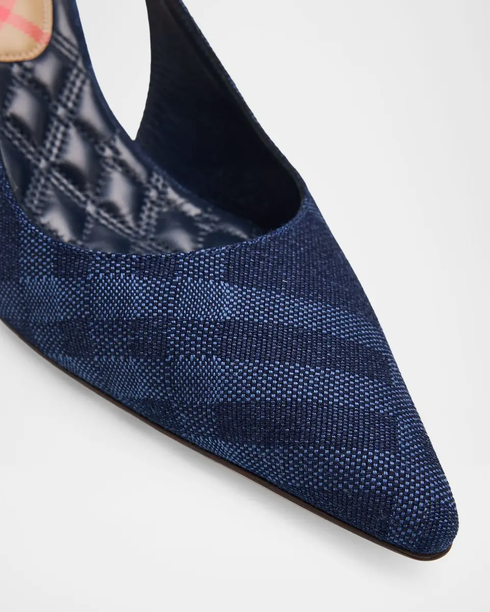 Burberry 55mm Dame Check Denim Slingback Pumps | Thumbnail 8 Burberry 55mm Dame Check Denim Slingback Pumps | Thumbnail 8