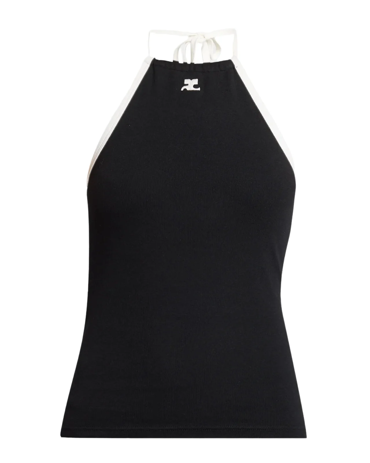 Courrèges Contrast Logo Halter Tank Top