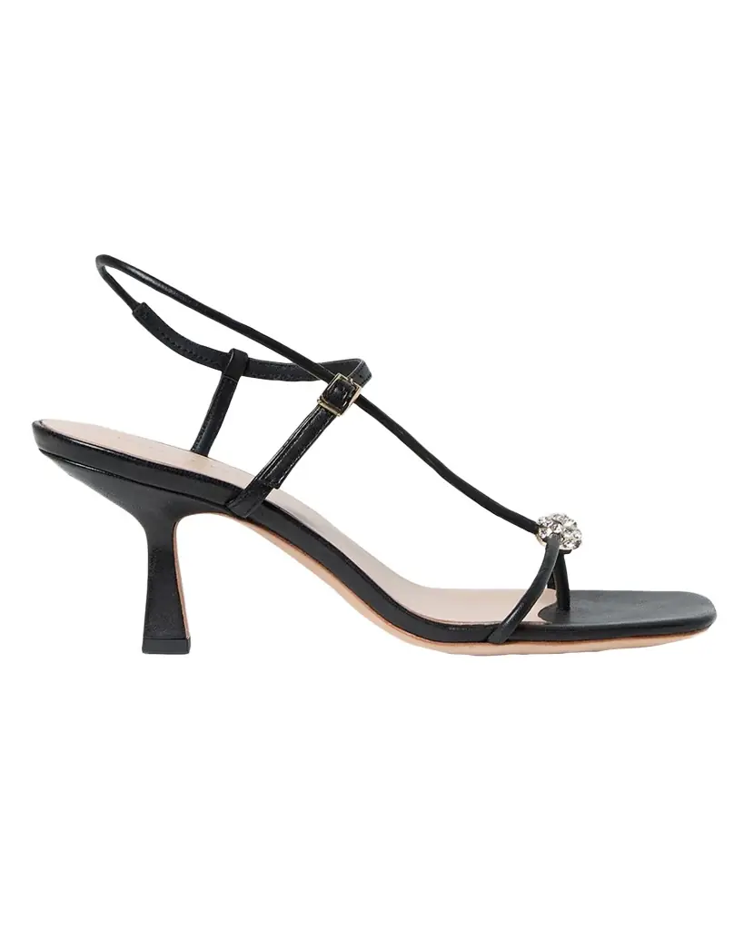 70mm Triana Strappy Crystal Leather Mid-Heel Sandals 70mm Triana Strappy Crystal Leather Mid-Heel Sandals