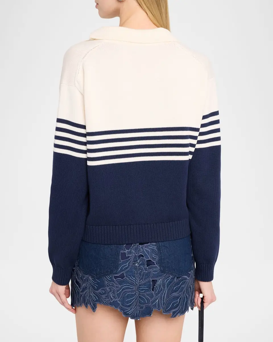 SIMKHAI Jules Stripe Polo Sweater | Thumbnail 3 SIMKHAI Jules Stripe Polo Sweater | Thumbnail 3