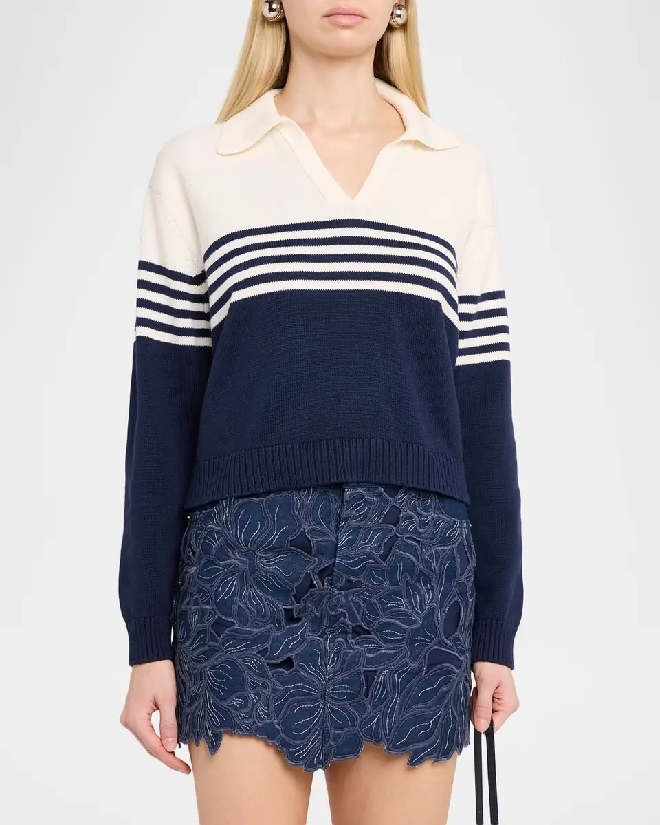 SIMKHAI Jules Stripe Polo Sweater | Thumbnail 4 SIMKHAI Jules Stripe Polo Sweater | Thumbnail 4