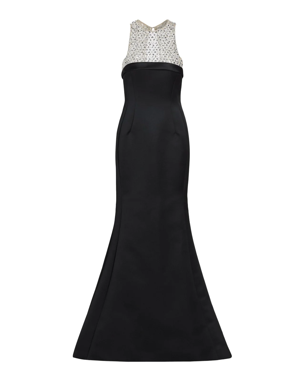 Hunter Crystal And Satin Halter Trumpet Gown