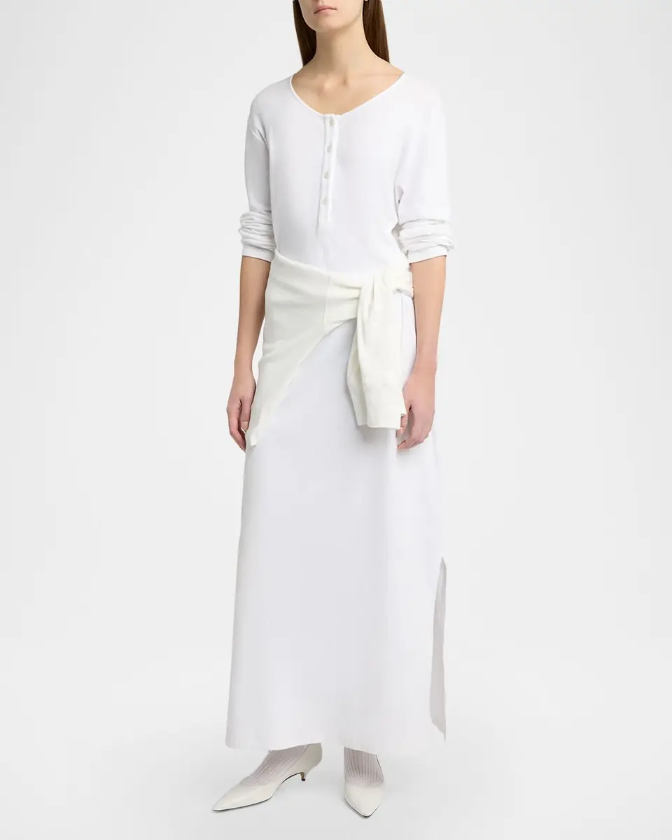 The Row Latoya Long-Sleeve Crewneck Cotton Midi Dress | Thumbnail 2 The Row Latoya Long-Sleeve Crewneck Cotton Midi Dress | Thumbnail 2