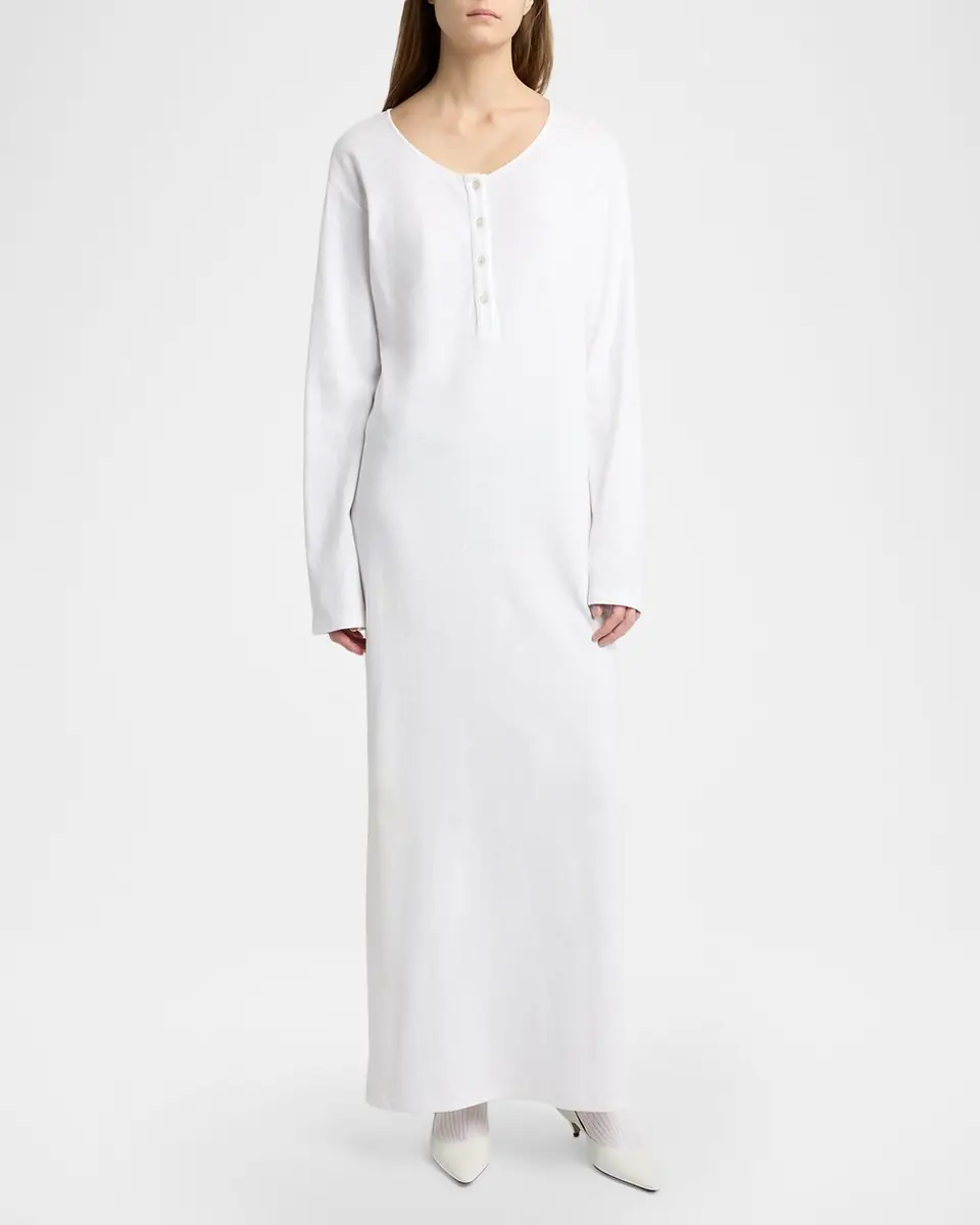 The Row Latoya Long-Sleeve Crewneck Cotton Midi Dress | Thumbnail 4 The Row Latoya Long-Sleeve Crewneck Cotton Midi Dress | Thumbnail 4