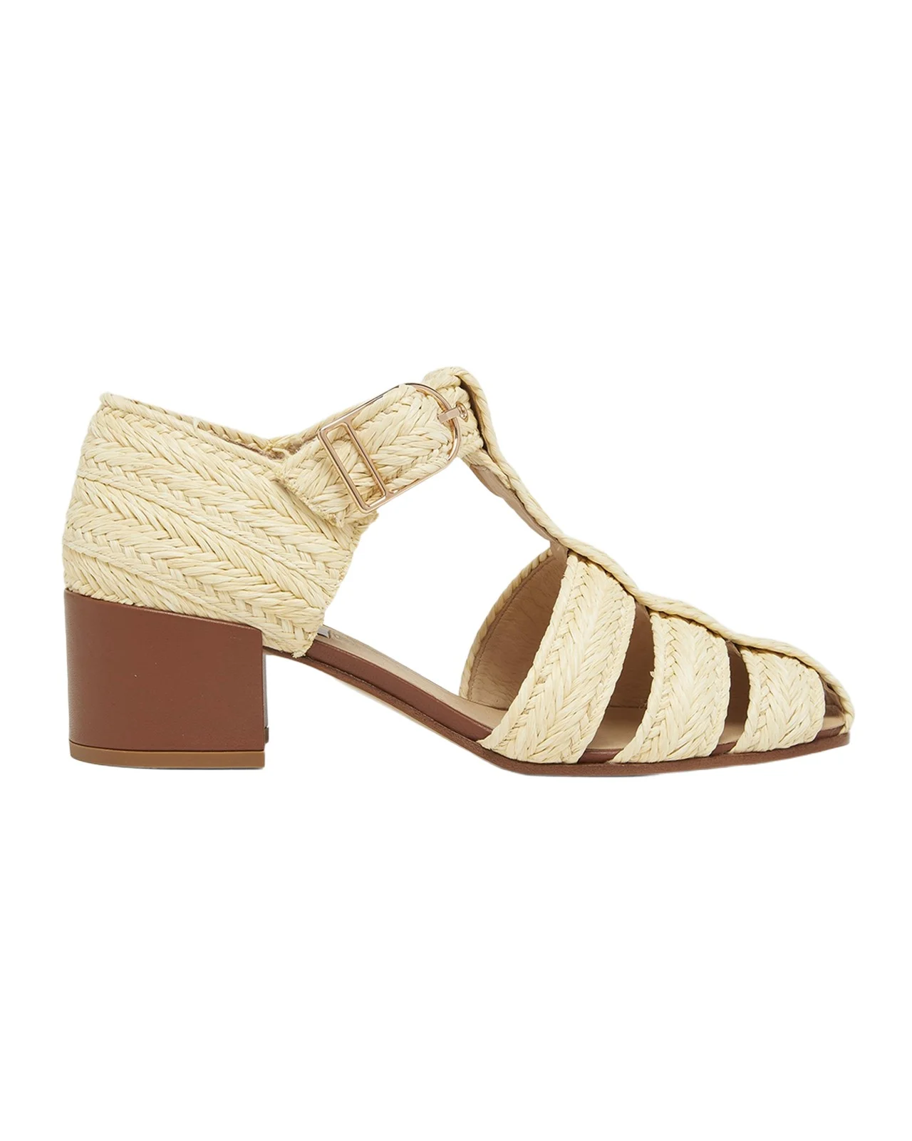 Lyle Raffia Block-Heel Sandals