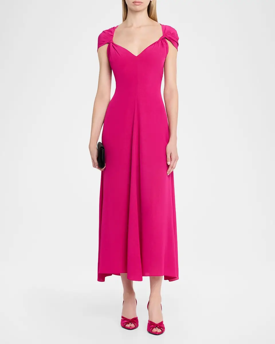 Prabal Gurung Twisted Cap-Sleeve A-Line Midi Dress | Thumbnail 2 Prabal Gurung Twisted Cap-Sleeve A-Line Midi Dress | Thumbnail 2