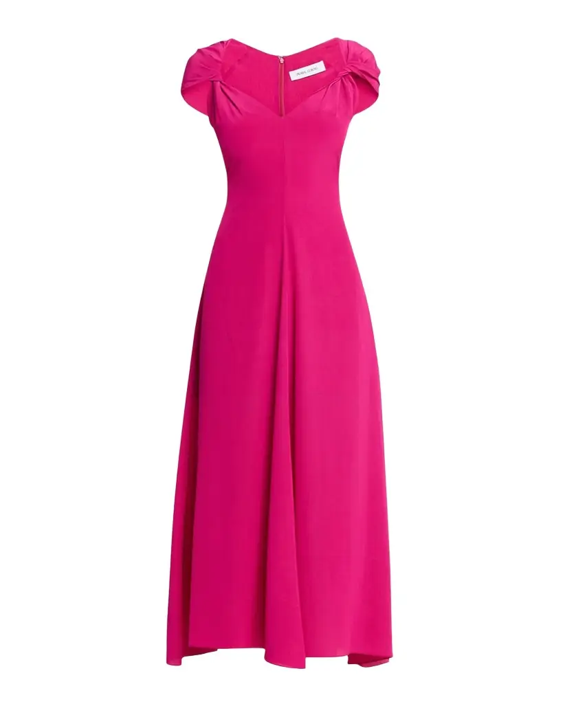Twisted Cap-Sleeve A-Line Midi Dress