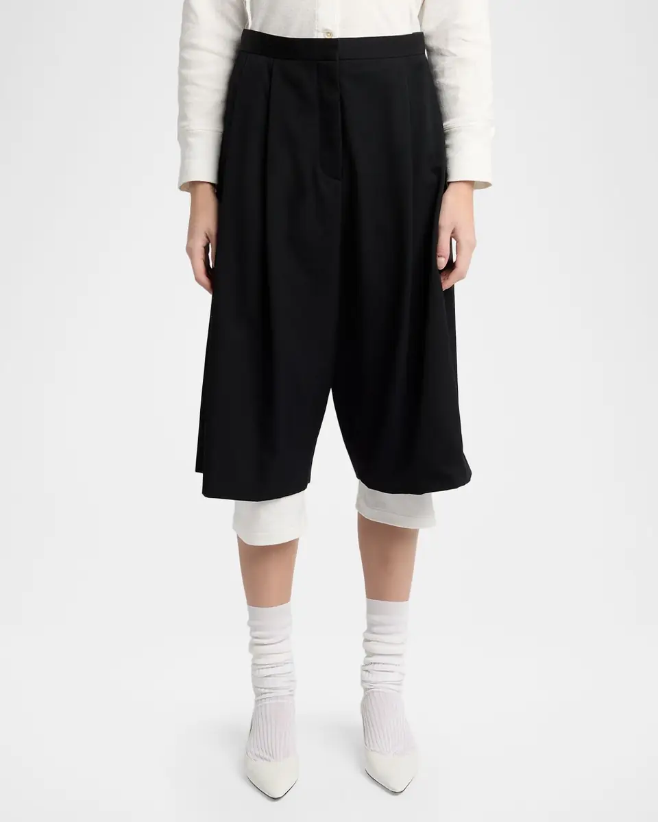 The Row Kalyan Wide-Leg Wool Gabardine Shorts | Thumbnail 4