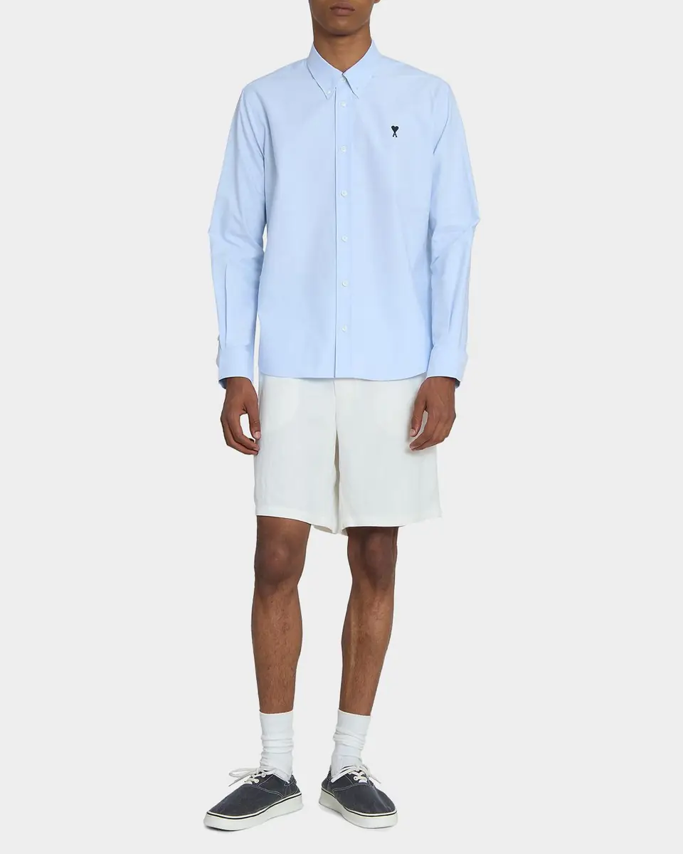AMI PARIS Men's Embroidered Ami de Coeur Cotton Sport Shirt | Thumbnail 2