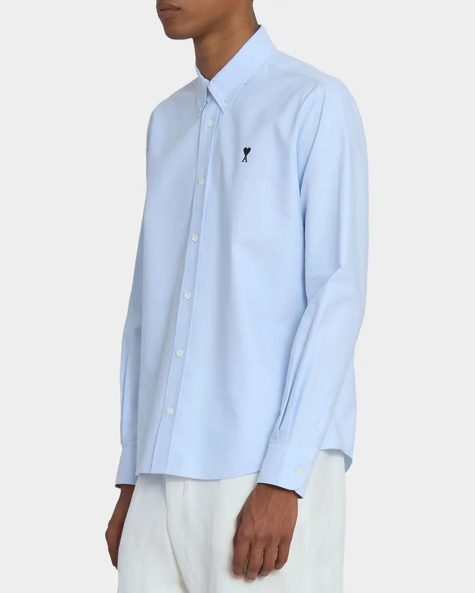 AMI PARIS Men's Embroidered Ami de Coeur Cotton Sport Shirt | Thumbnail 4