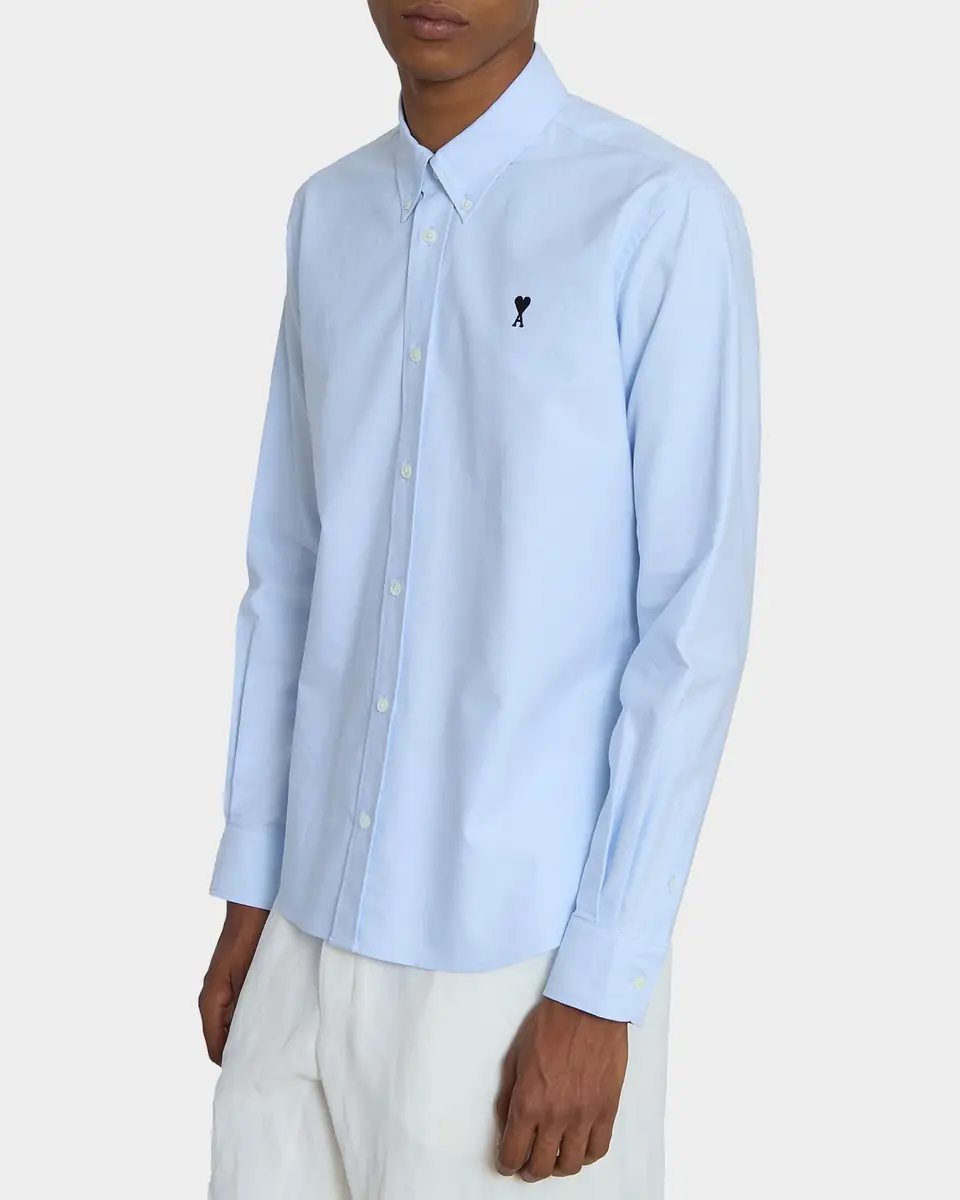 AMI PARIS Men's Embroidered Ami de Coeur Cotton Sport Shirt | Thumbnail 5
