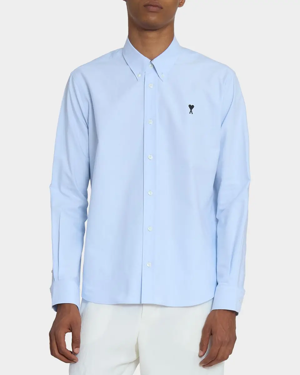 AMI PARIS Men's Embroidered Ami de Coeur Cotton Sport Shirt | Thumbnail 6