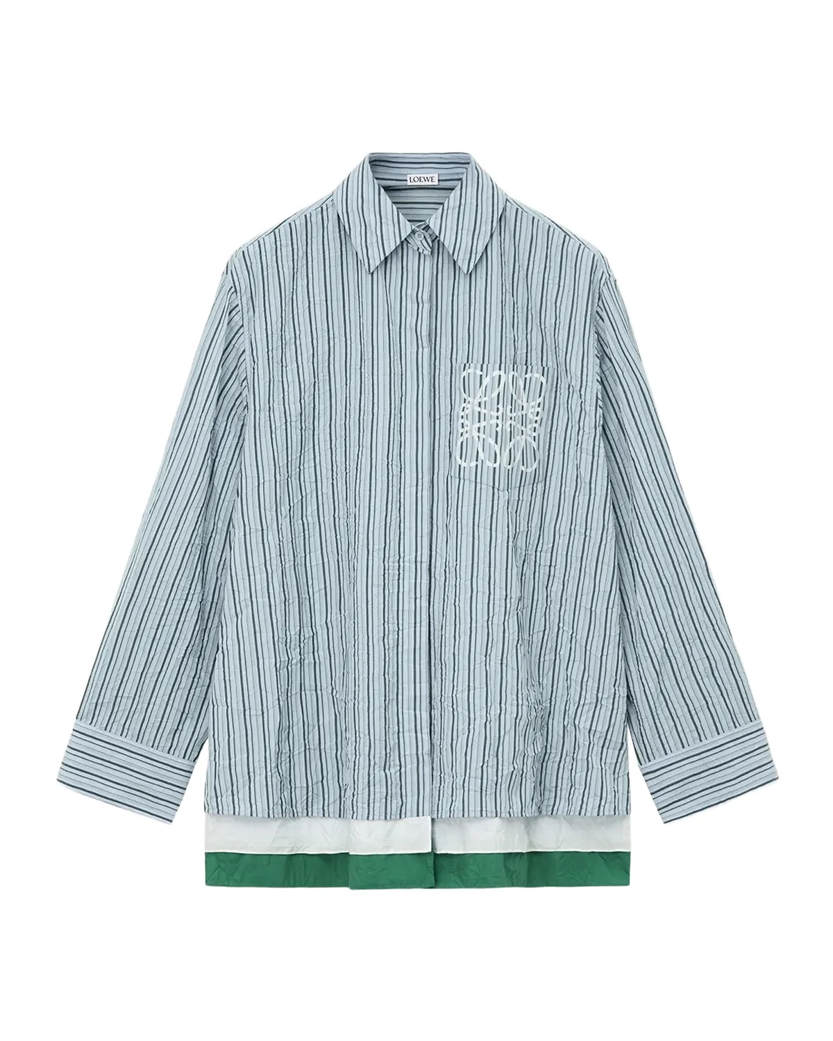 Striped Crinkled Cotton Button-Down Shirt Striped Crinkled Cotton Button-Down Shirt