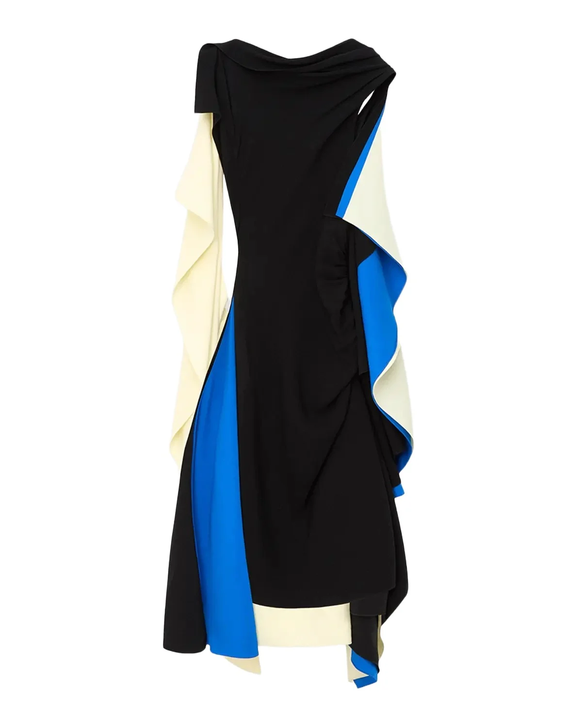Asymmetric Colorblock Draped High-Low Dress Asymmetric Colorblock Draped High-Low Dress