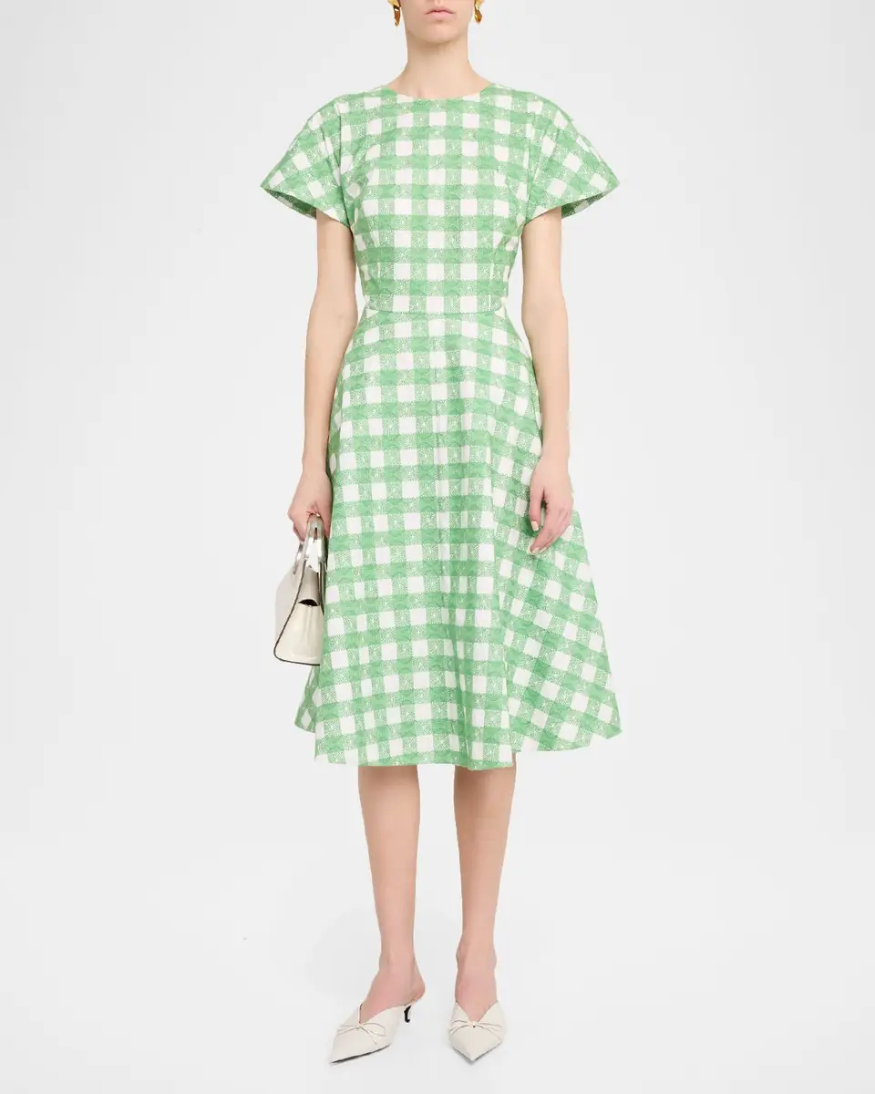 Rosie Assoulin Buttercup Gingham Short-Sleeve Midi Dress | Thumbnail 2 Rosie Assoulin Buttercup Gingham Short-Sleeve Midi Dress | Thumbnail 2