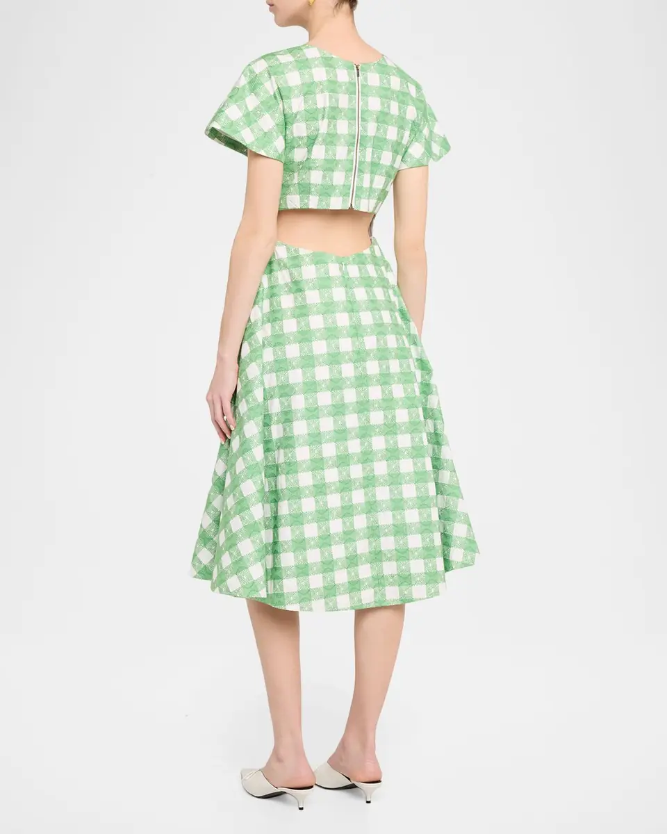 Rosie Assoulin Buttercup Gingham Short-Sleeve Midi Dress | Thumbnail 3 Rosie Assoulin Buttercup Gingham Short-Sleeve Midi Dress | Thumbnail 3