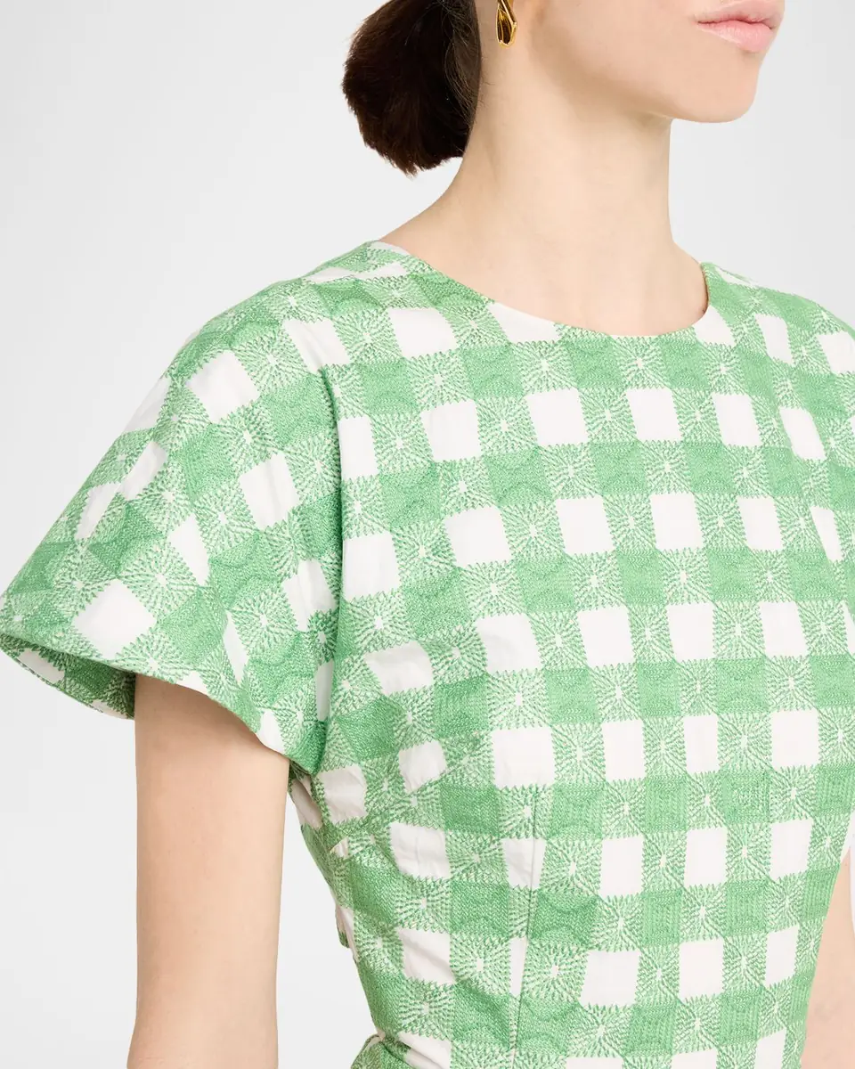 Rosie Assoulin Buttercup Gingham Short-Sleeve Midi Dress | Thumbnail 5 Rosie Assoulin Buttercup Gingham Short-Sleeve Midi Dress | Thumbnail 5