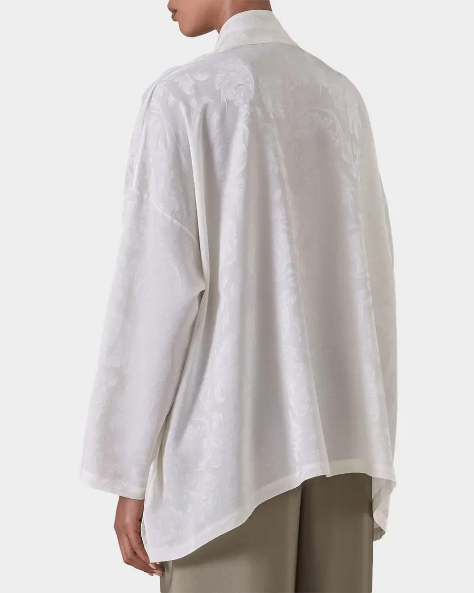 Eskandar Wide A-Line Double Stand Collar Shirt - Mid Plus Length | Thumbnail 3 Eskandar Wide A-Line Double Stand Collar Shirt - Mid Plus Length | Thumbnail 3