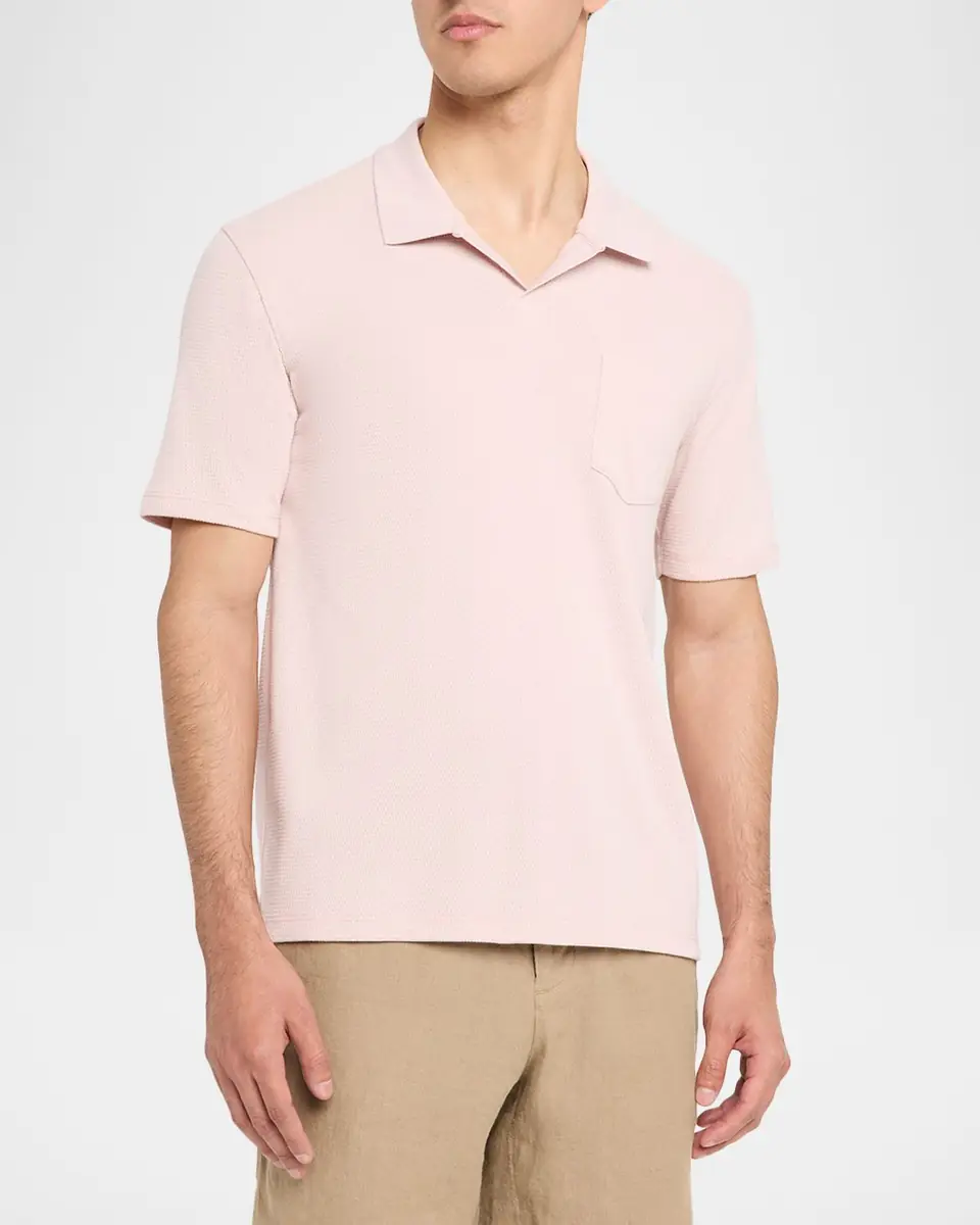 Vince Men's Textured Johnny Collar Polo Shirt | Thumbnail 4