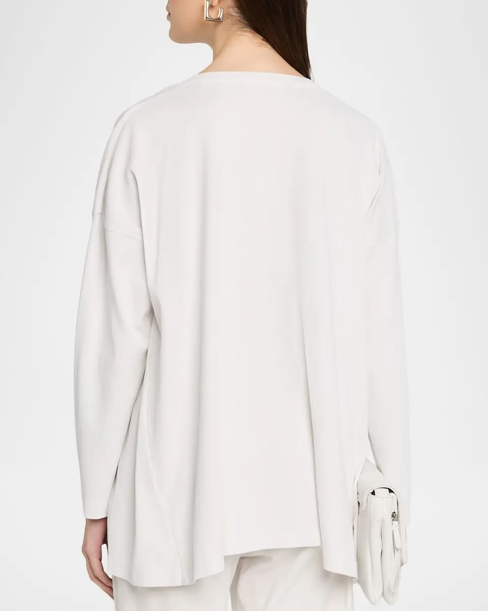 Eskandar Side Paneled V neck T-Shirt - Long Length | Thumbnail 3 Eskandar Side Paneled V neck T-Shirt - Long Length | Thumbnail 3