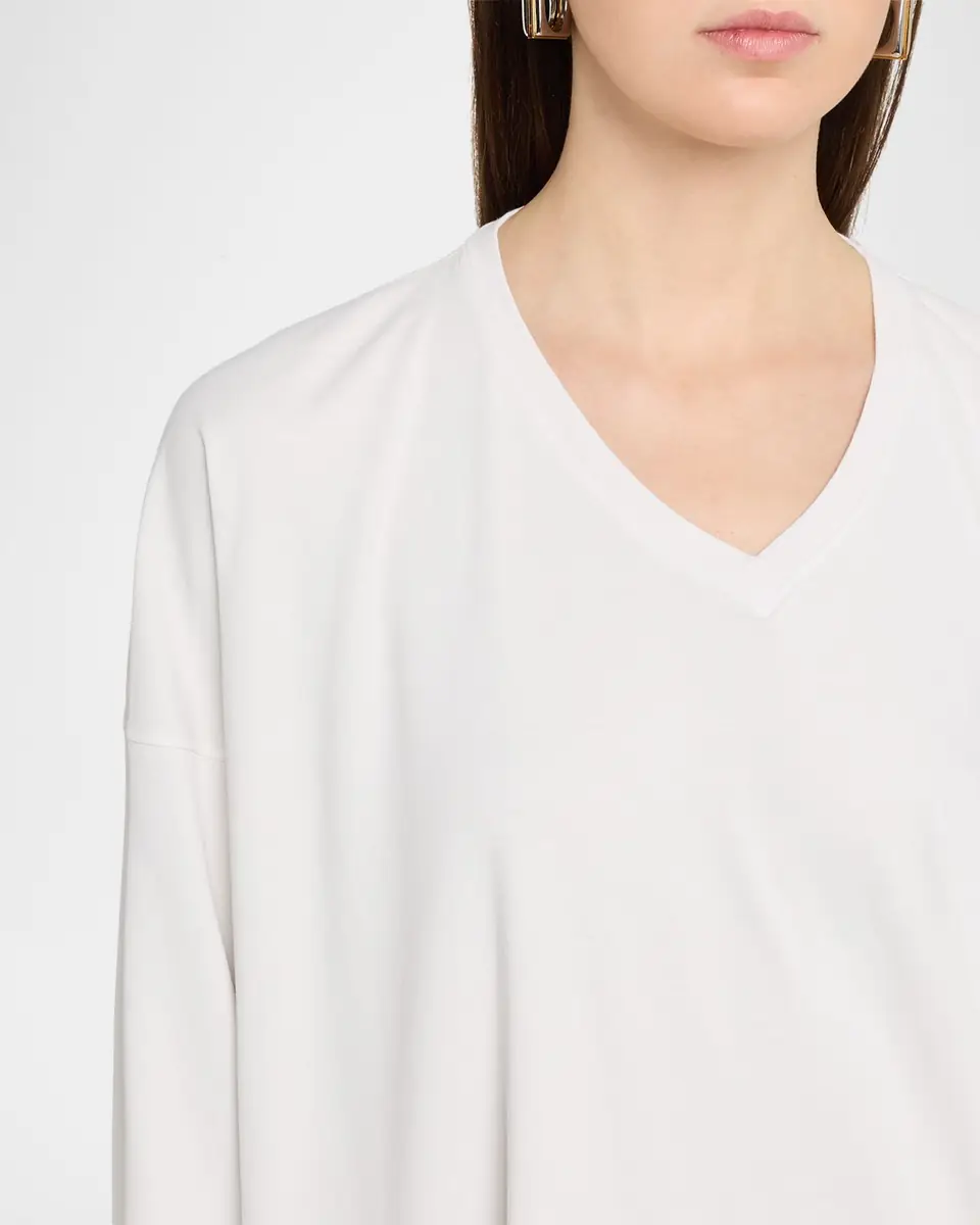Eskandar Side Paneled V neck T-Shirt - Long Length | Thumbnail 5 Eskandar Side Paneled V neck T-Shirt - Long Length | Thumbnail 5