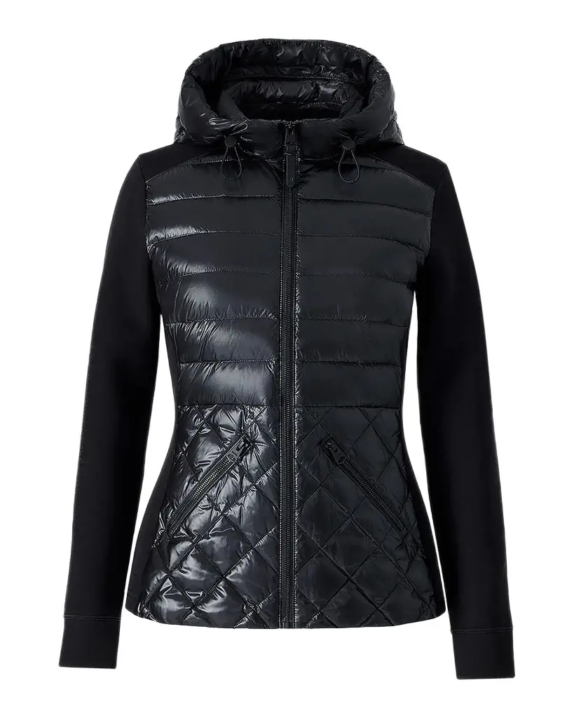 Agatha Quilted Mixed-Media Hooded Down Jacket Agatha Quilted Mixed-Media Hooded Down Jacket