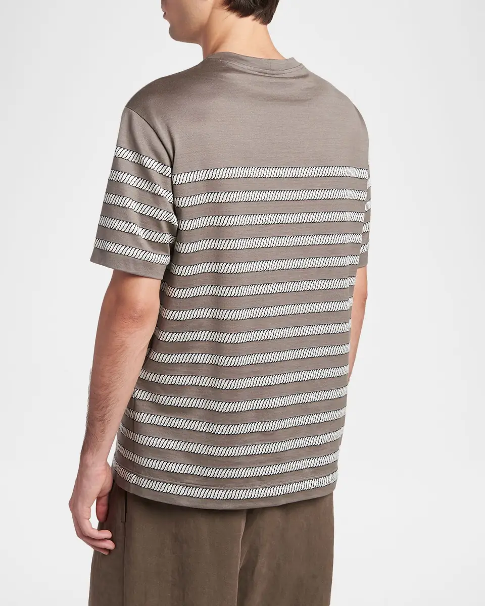 Giorgio Armani Men's Jersey Stripe Crewneck T-Shirt | Thumbnail 3 Giorgio Armani Men's Jersey Stripe Crewneck T-Shirt | Thumbnail 3
