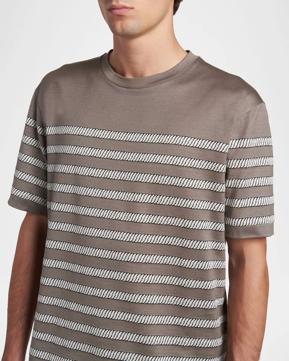 Giorgio Armani Men's Jersey Stripe Crewneck T-Shirt | Thumbnail 5 Giorgio Armani Men's Jersey Stripe Crewneck T-Shirt | Thumbnail 5