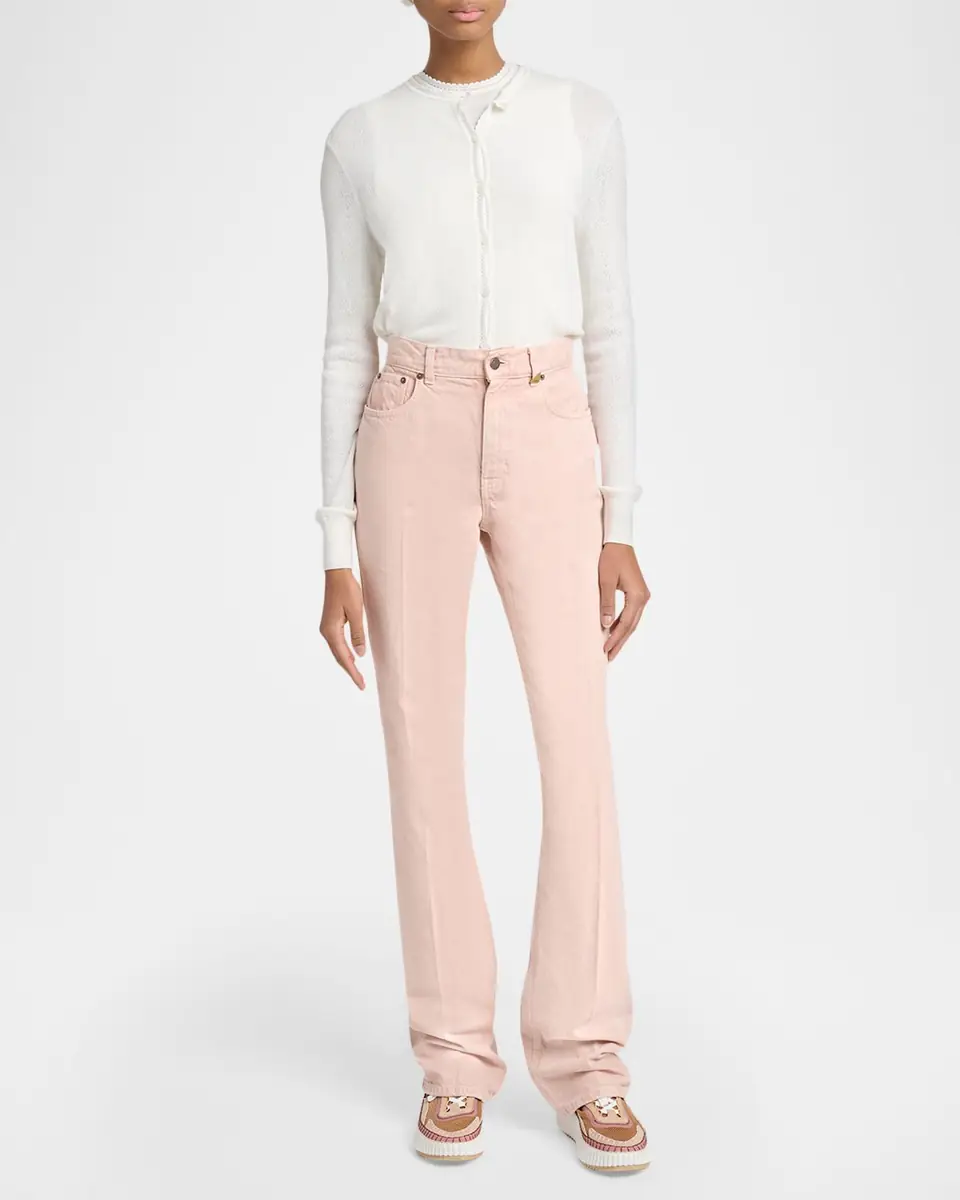 Chloé Pointelle Knit Crewneck Cardigan | Thumbnail 2 Chloé Pointelle Knit Crewneck Cardigan | Thumbnail 2