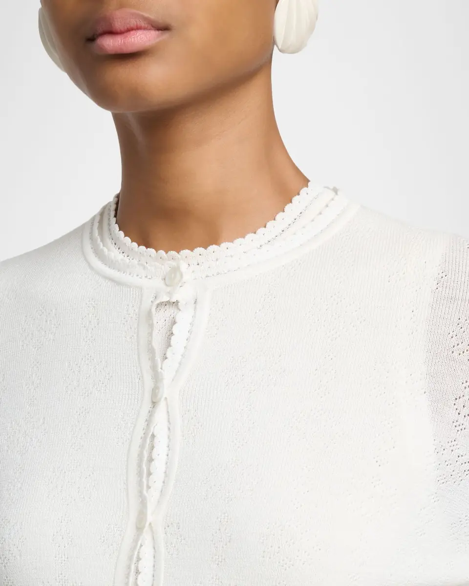Chloé Pointelle Knit Crewneck Cardigan | Thumbnail 5 Chloé Pointelle Knit Crewneck Cardigan | Thumbnail 5