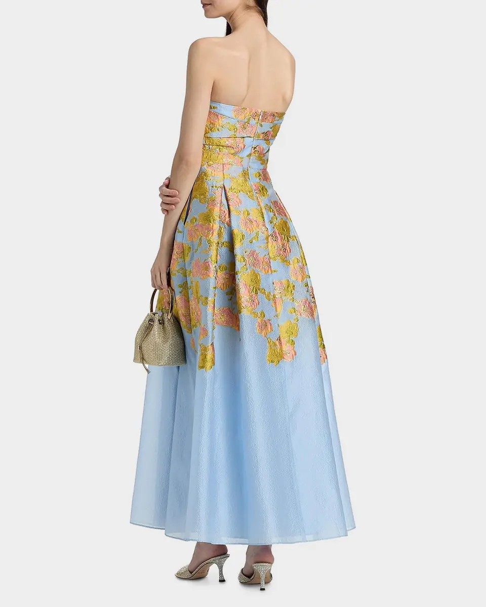 THEIA Leia Strapless Jacquard Dress | Thumbnail 3 THEIA Leia Strapless Jacquard Dress | Thumbnail 3