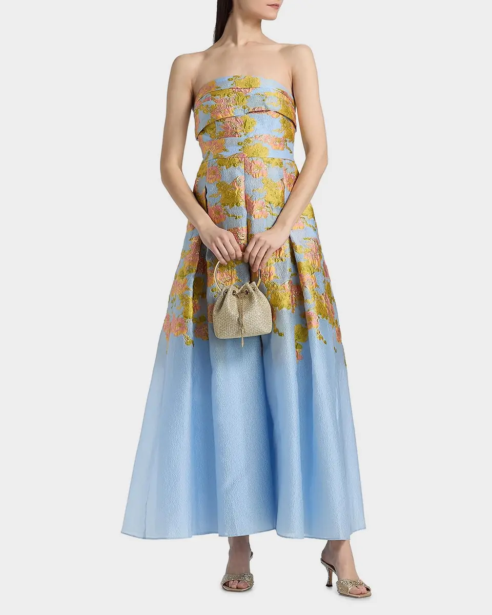 THEIA Leia Strapless Jacquard Dress | Thumbnail 4 THEIA Leia Strapless Jacquard Dress | Thumbnail 4
