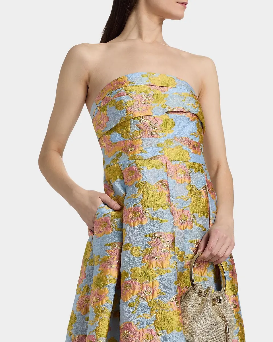 THEIA Leia Strapless Jacquard Dress | Thumbnail 5 THEIA Leia Strapless Jacquard Dress | Thumbnail 5