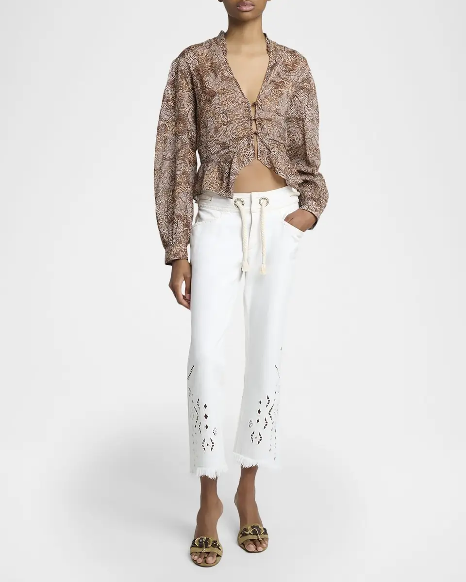 Isabel Marant Celeny Floral Button-Front Crop Blouse | Thumbnail 2 Isabel Marant Celeny Floral Button-Front Crop Blouse | Thumbnail 2