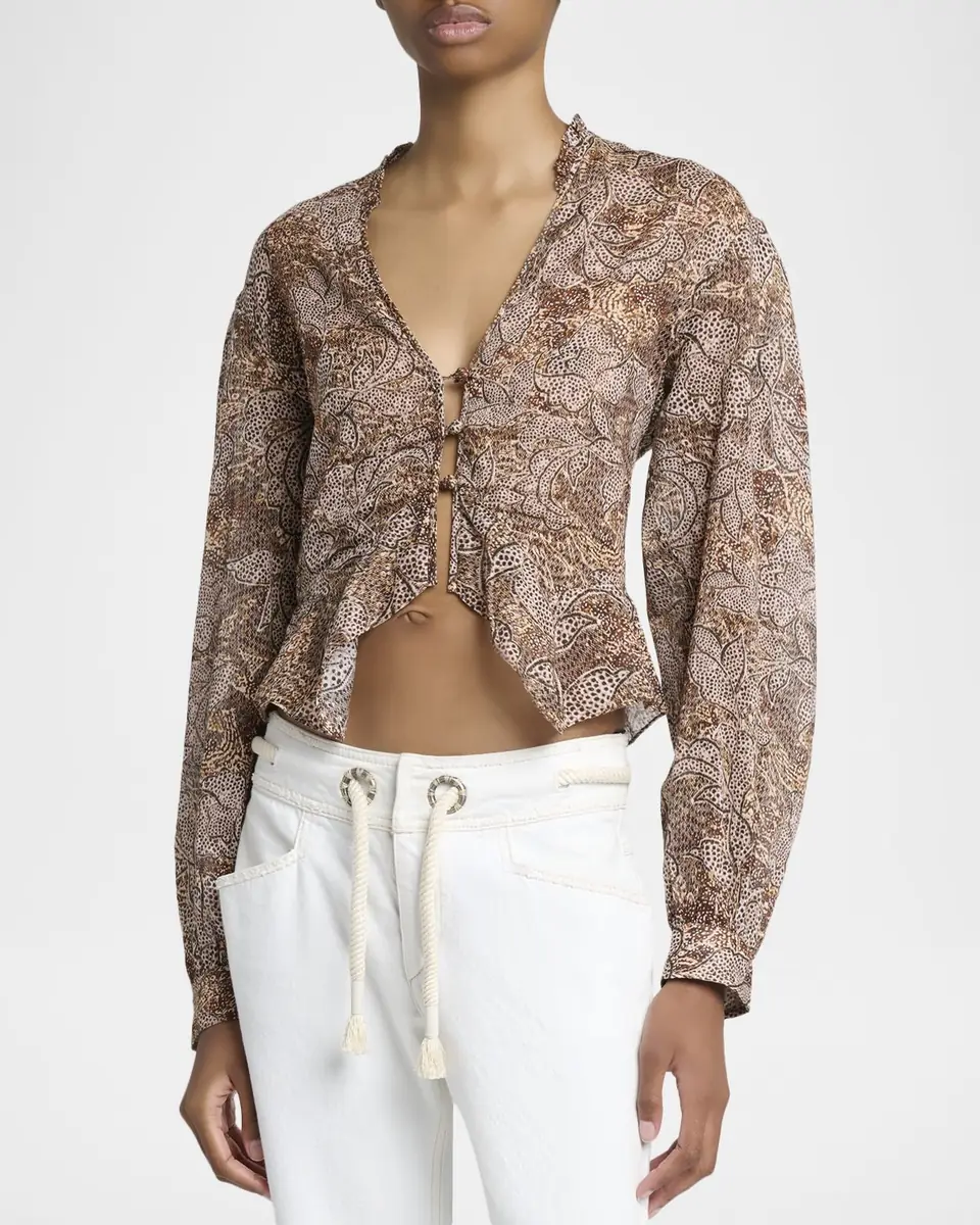Isabel Marant Celeny Floral Button-Front Crop Blouse | Thumbnail 4 Isabel Marant Celeny Floral Button-Front Crop Blouse | Thumbnail 4