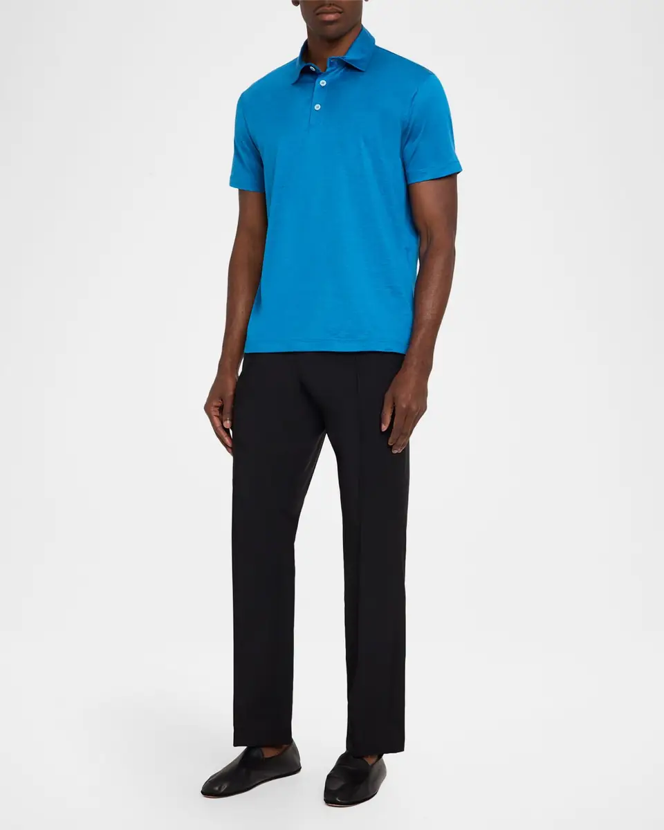 Giorgio Armani Men's Silk and Cotton Polo Shirt | Thumbnail 2 Giorgio Armani Men's Silk and Cotton Polo Shirt | Thumbnail 2