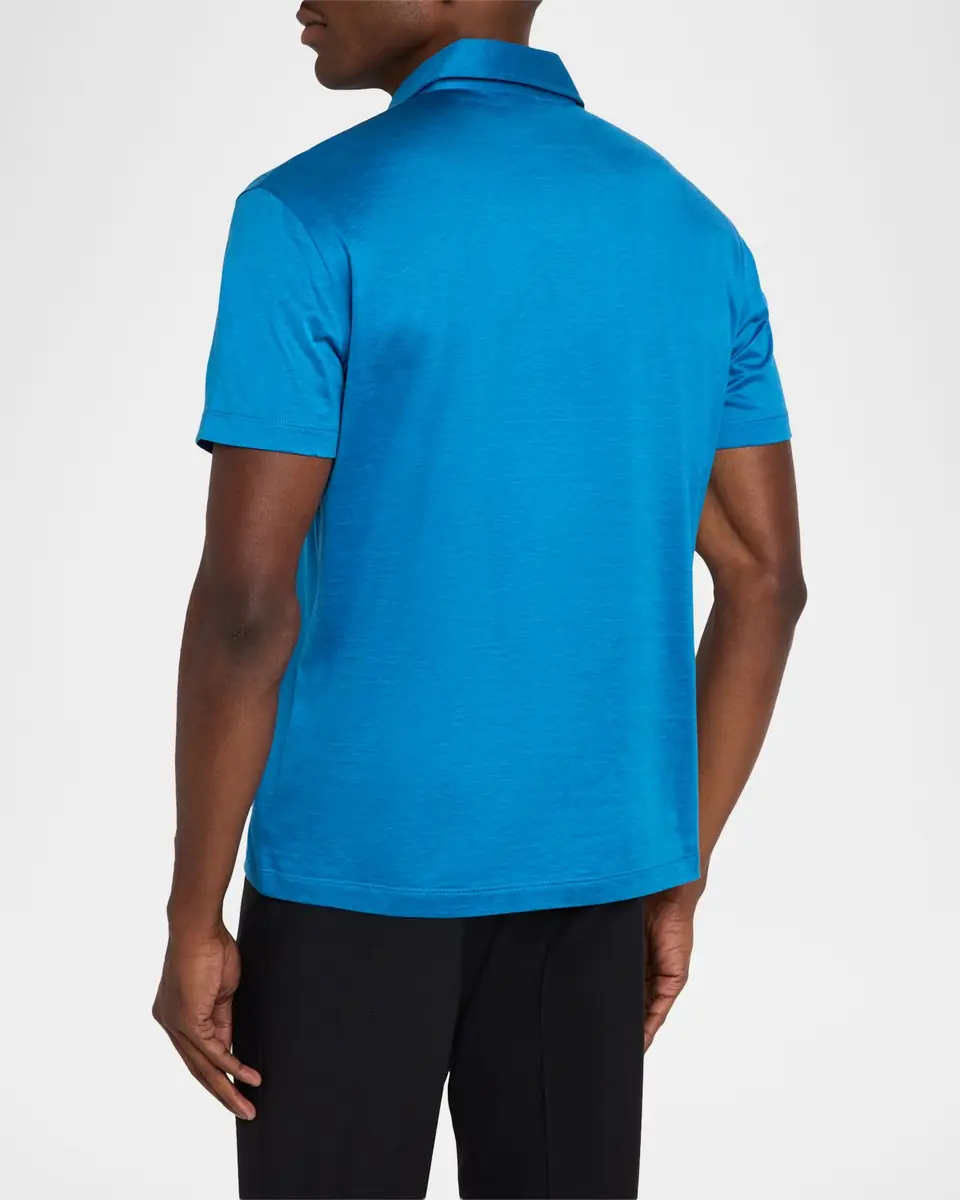 Giorgio Armani Men's Silk and Cotton Polo Shirt | Thumbnail 3 Giorgio Armani Men's Silk and Cotton Polo Shirt | Thumbnail 3