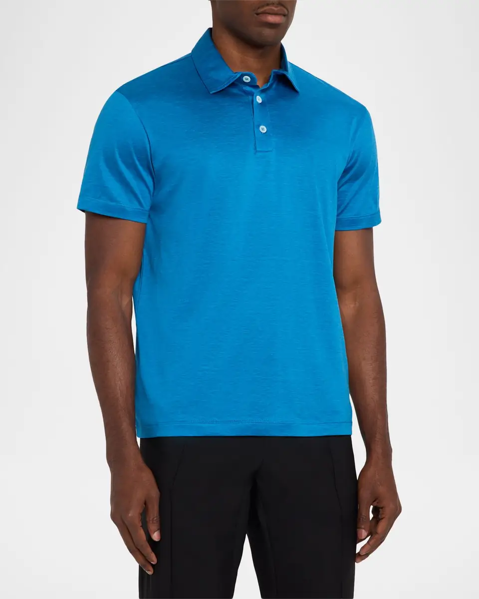 Giorgio Armani Men's Silk and Cotton Polo Shirt | Thumbnail 4 Giorgio Armani Men's Silk and Cotton Polo Shirt | Thumbnail 4