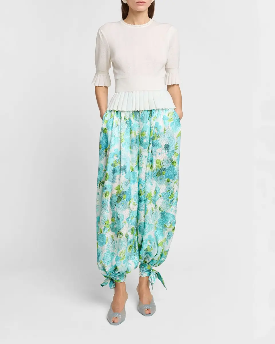 Chloé Short-Sleeve Pointelle Kit Ruffle Crewneck Sweater | Thumbnail 2 Chloé Short-Sleeve Pointelle Kit Ruffle Crewneck Sweater | Thumbnail 2