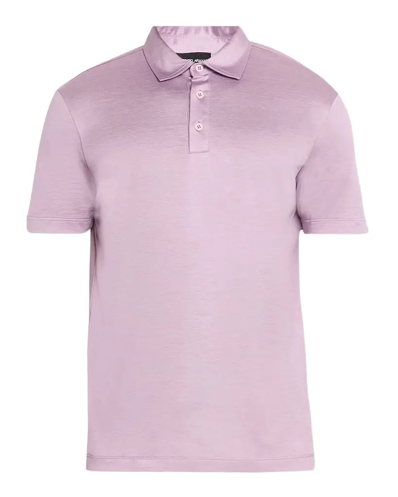 Men's Solid Silk and Cotton Polo Shirt Men's Solid Silk and Cotton Polo Shirt