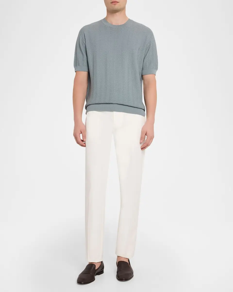 Giorgio Armani Men's Silk and Cotton Chevron Crewneck Sweater | Thumbnail 2 Giorgio Armani Men's Silk and Cotton Chevron Crewneck Sweater | Thumbnail 2