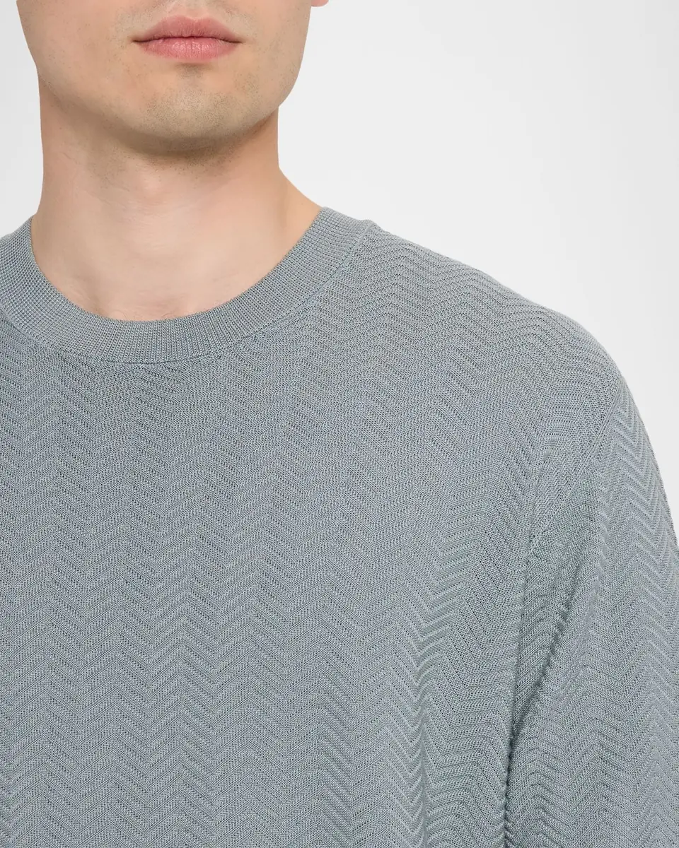 Giorgio Armani Men's Silk and Cotton Chevron Crewneck Sweater | Thumbnail 5 Giorgio Armani Men's Silk and Cotton Chevron Crewneck Sweater | Thumbnail 5